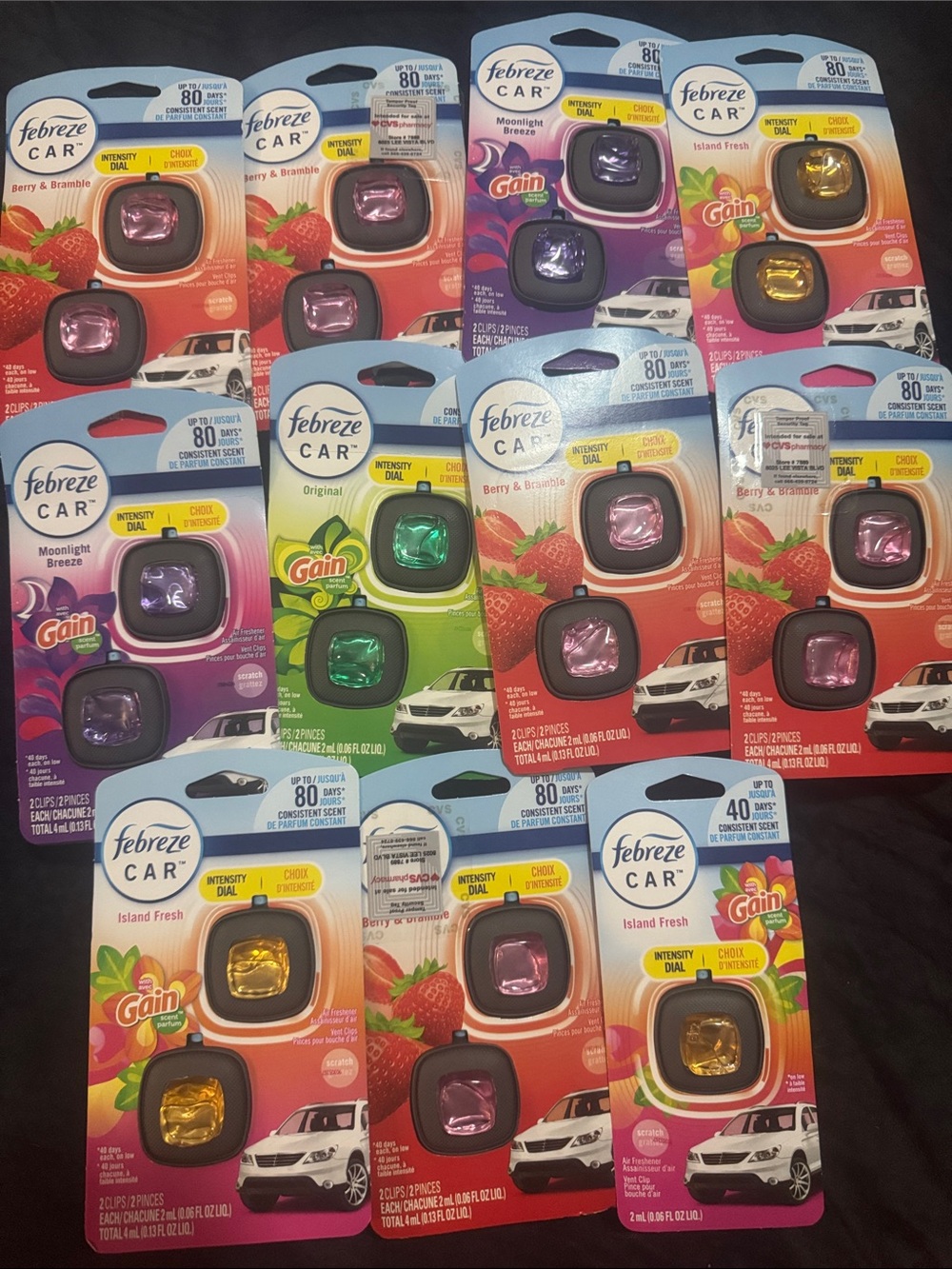 Febreze Car Air Freshener Clips – Pink, Purple, Green, Yellow Pods